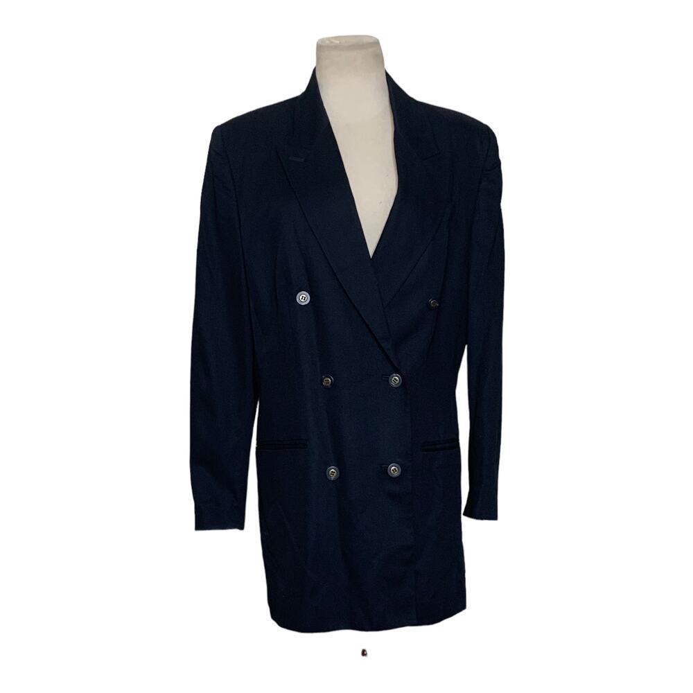 Valerie Stevens vintage black doble breast blazer coat size 8